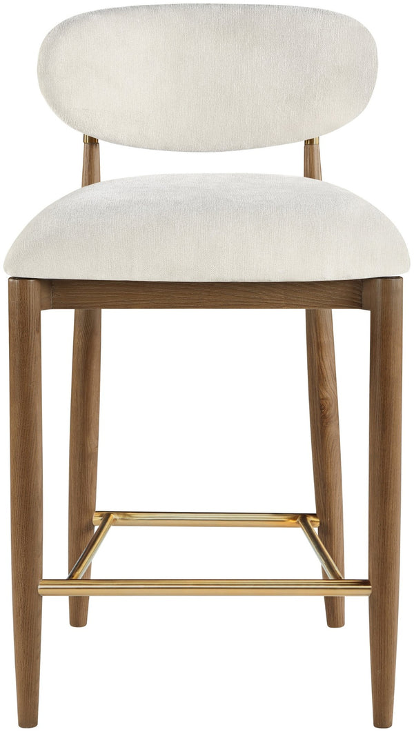 Meridian Furniture Riccio Beige Performance Fabric Counterstool with Walnut Ash Frame and Brass Accents 11043Beige-C