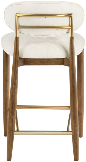 Meridian Furniture Riccio Beige Performance Fabric Counterstool with Walnut Ash Frame and Brass Accents 11043Beige-C