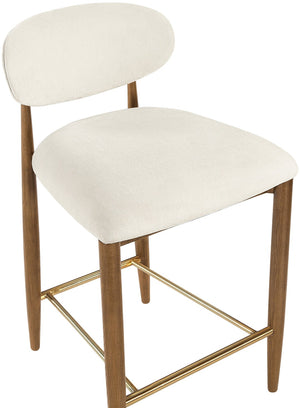 Meridian Furniture Riccio Beige Performance Fabric Counterstool with Walnut Ash Frame and Brass Accents 11043Beige-C