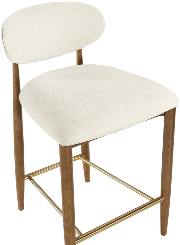 Meridian Furniture Riccio Beige Performance Fabric Counterstool with Walnut Ash Frame and Brass Accents 11043Beige-C