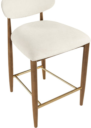 Meridian Furniture Riccio Beige Performance Fabric Counterstool with Walnut Ash Frame and Brass Accents 11043Beige-C
