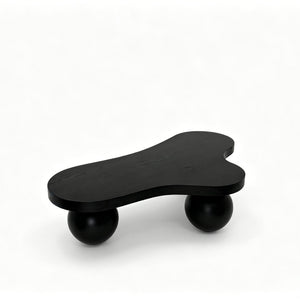 English Elm 46 Inch Cloud Shaped Coffee Table with Ash Veneer Top and Sculptural Sphere Legs Black W3935S00006