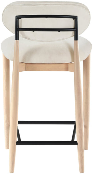Meridian Furniture Riccio Counter Stool with Ash Wood Frame and Cream Performance Fabric for Kitchen Islands 11044Cream-C