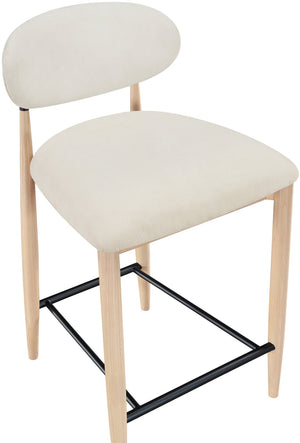 Meridian Furniture Riccio Counter Stool with Ash Wood Frame and Cream Performance Fabric for Kitchen Islands 11044Cream-C