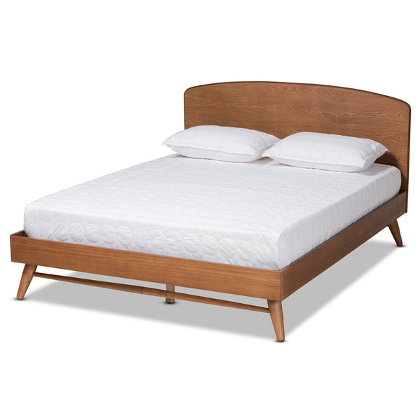 Baxton Studio Baxton Studio Keagan Mid-Century Modern Walnut Brown Platform Bed for Stylish Bedroom Transformation Queen MG-2200-1-Ash Walnut-Queen