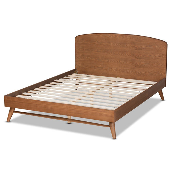Baxton Studio Baxton Studio Keagan Mid-Century Modern Walnut Brown Platform Bed for Stylish Bedroom Transformation Queen MG-2200-1-Ash Walnut-Queen