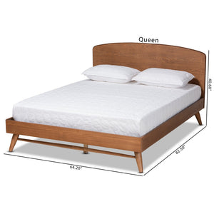 Baxton Studio Baxton Studio Keagan Mid-Century Modern Walnut Brown Platform Bed for Stylish Bedroom Transformation Queen MG-2200-1-Ash Walnut-Queen