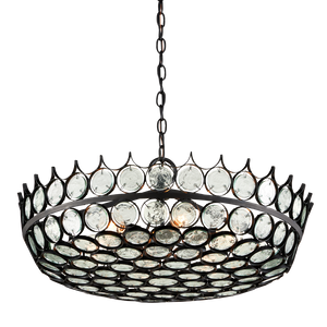 Augustus Chandelier - Stunning Recycled Glass & Wrought Iron Design, Contemporary Lighting Fixture