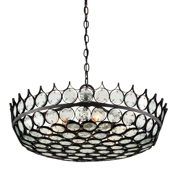 Augustus Chandelier - Stunning Recycled Glass & Wrought Iron Design, Contemporary Lighting Fixture