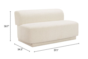 Anese Shearling Fabric Loveseat with Pine Frame for Lounge and Reception Spaces