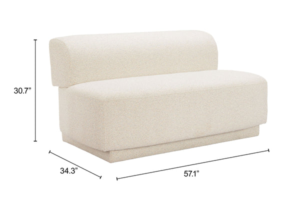 Anese Shearling Fabric Loveseat with Pine Frame for Lounge and Reception Spaces
