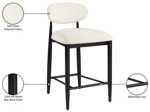 Meridian Furniture Riccio Beige Polyester Counter Stool with Ash Wood Frame and Matte Black Accents 11049Beige-C