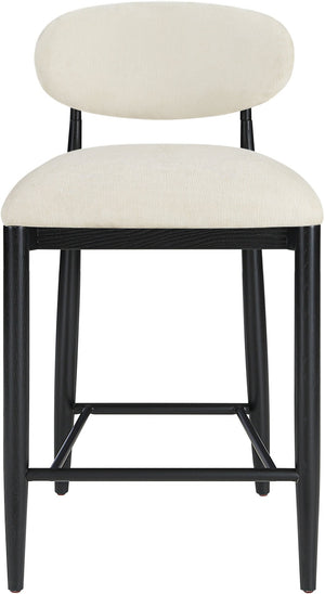 Meridian Furniture Riccio Beige Polyester Counter Stool with Ash Wood Frame and Matte Black Accents 11049Beige-C