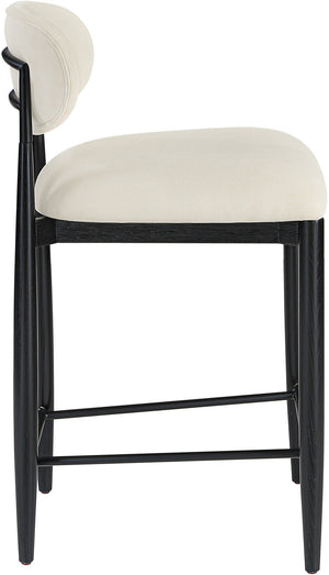 Meridian Furniture Riccio Beige Polyester Counter Stool with Ash Wood Frame and Matte Black Accents 11049Beige-C