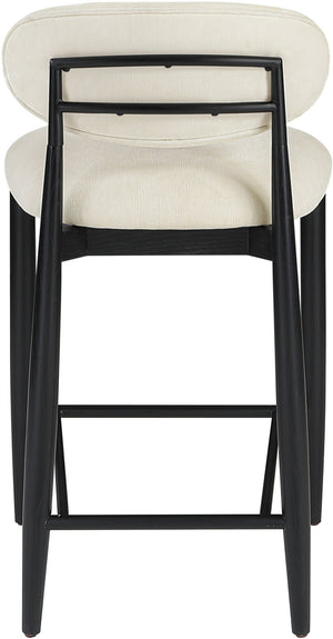 Meridian Furniture Riccio Beige Polyester Counter Stool with Ash Wood Frame and Matte Black Accents 11049Beige-C