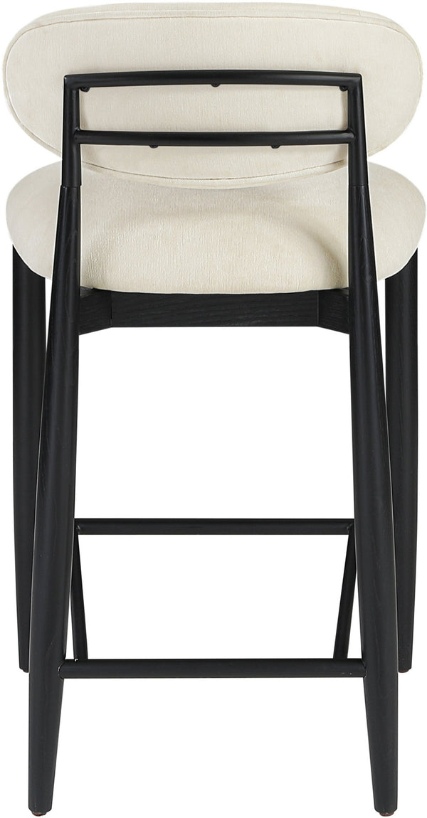 Meridian Furniture Riccio Beige Polyester Counter Stool with Ash Wood Frame and Matte Black Accents 11049Beige-C