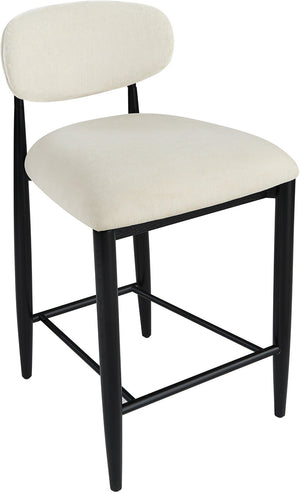 Meridian Furniture Riccio Beige Polyester Counter Stool with Ash Wood Frame and Matte Black Accents 11049Beige-C