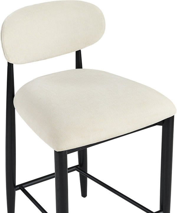Meridian Furniture Riccio Beige Polyester Counter Stool with Ash Wood Frame and Matte Black Accents 11049Beige-C