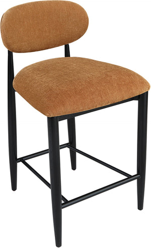 Meridian Furniture Riccio Cognac Polyester Counter Stool with Ash Wood Frame and Matte Black Iron Base 11049Cognac-C