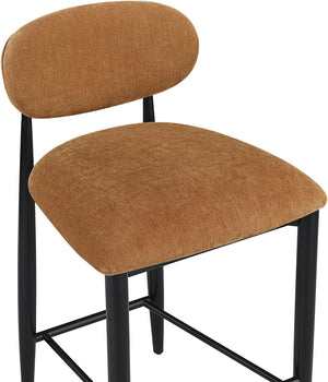 Meridian Furniture Riccio Cognac Polyester Counter Stool with Ash Wood Frame and Matte Black Iron Base 11049Cognac-C