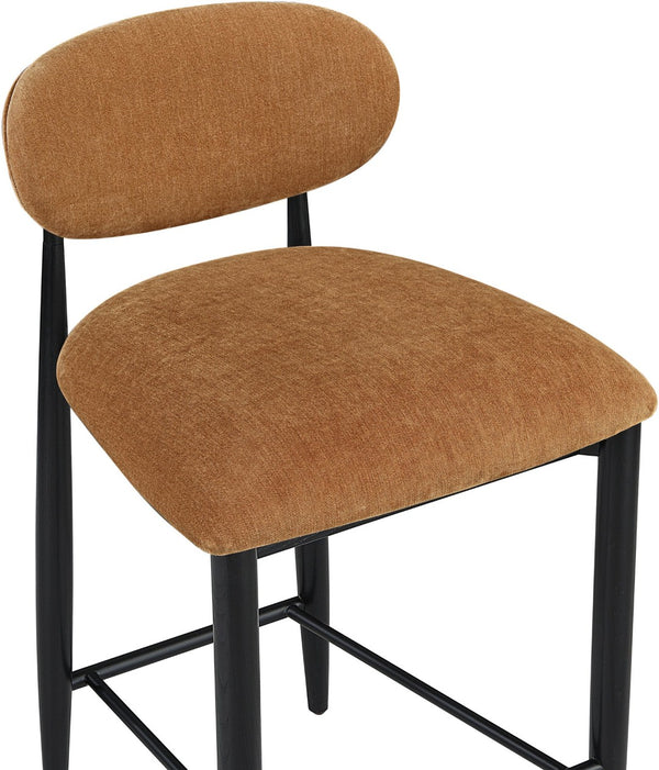 Meridian Furniture Riccio Cognac Polyester Counter Stool with Ash Wood Frame and Matte Black Iron Base 11049Cognac-C