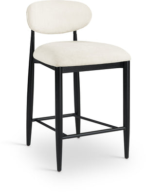 Meridian Furniture Riccio Cream Polyester Counter Stool with Matte Black Ash Frame for Kitchen Islands 11049Cream-C