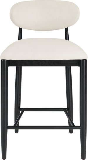 Meridian Furniture Riccio Cream Polyester Counter Stool with Matte Black Ash Frame for Kitchen Islands 11049Cream-C