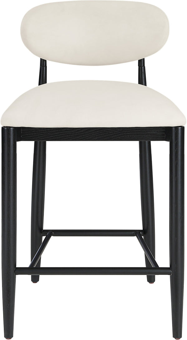 Meridian Furniture Riccio Cream Polyester Counter Stool with Matte Black Ash Frame for Kitchen Islands 11049Cream-C