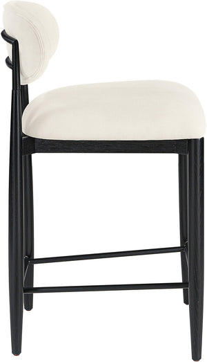 Meridian Furniture Riccio Cream Polyester Counter Stool with Matte Black Ash Frame for Kitchen Islands 11049Cream-C