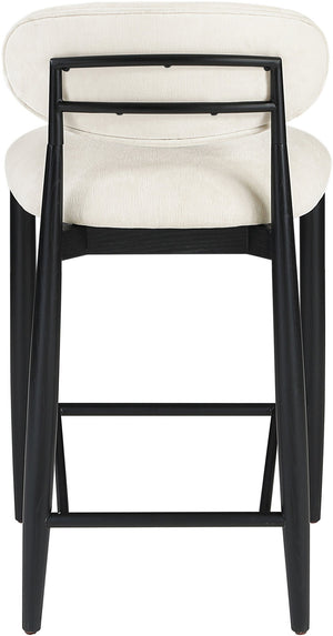 Meridian Furniture Riccio Cream Polyester Counter Stool with Matte Black Ash Frame for Kitchen Islands 11049Cream-C