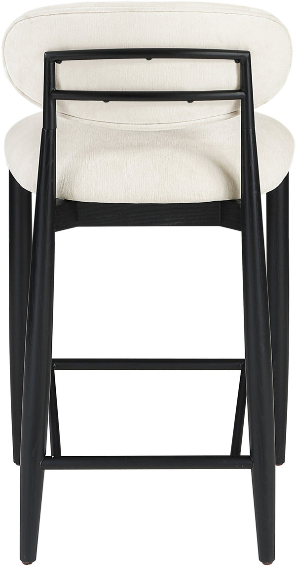 Meridian Furniture Riccio Cream Polyester Counter Stool with Matte Black Ash Frame for Kitchen Islands 11049Cream-C