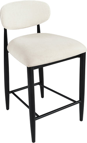Meridian Furniture Riccio Cream Polyester Counter Stool with Matte Black Ash Frame for Kitchen Islands 11049Cream-C