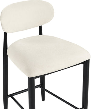 Meridian Furniture Riccio Cream Polyester Counter Stool with Matte Black Ash Frame for Kitchen Islands 11049Cream-C