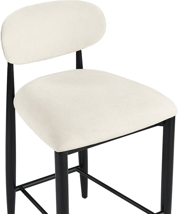 Meridian Furniture Riccio Cream Polyester Counter Stool with Matte Black Ash Frame for Kitchen Islands 11049Cream-C