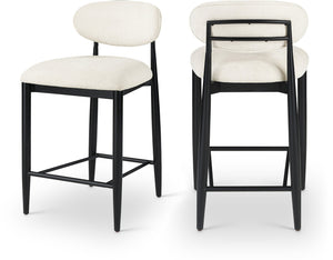 Meridian Furniture Riccio Cream Polyester Counter Stool with Matte Black Ash Frame for Kitchen Islands 11049Cream-C