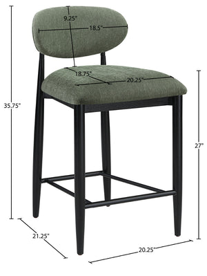 Meridian Furniture Riccio Olive Polyester Counter Stool with Ash Wood Frame for Kitchen Islands 11049Olive-C