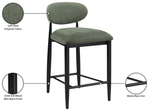 Meridian Furniture Riccio Olive Polyester Counter Stool with Ash Wood Frame for Kitchen Islands 11049Olive-C