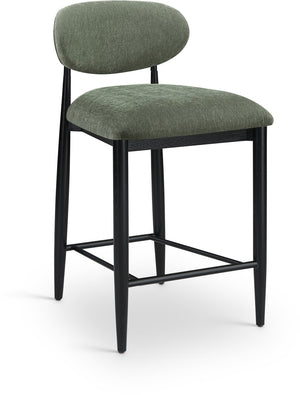 Meridian Furniture Riccio Olive Polyester Counter Stool with Ash Wood Frame for Kitchen Islands 11049Olive-C