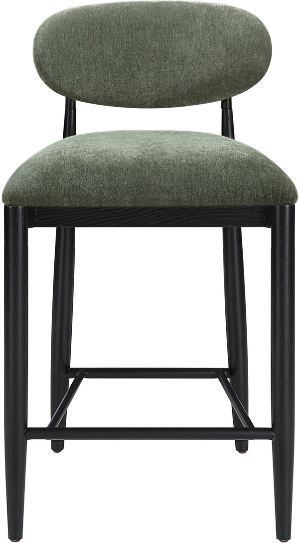 Meridian Furniture Riccio Olive Polyester Counter Stool with Ash Wood Frame for Kitchen Islands 11049Olive-C