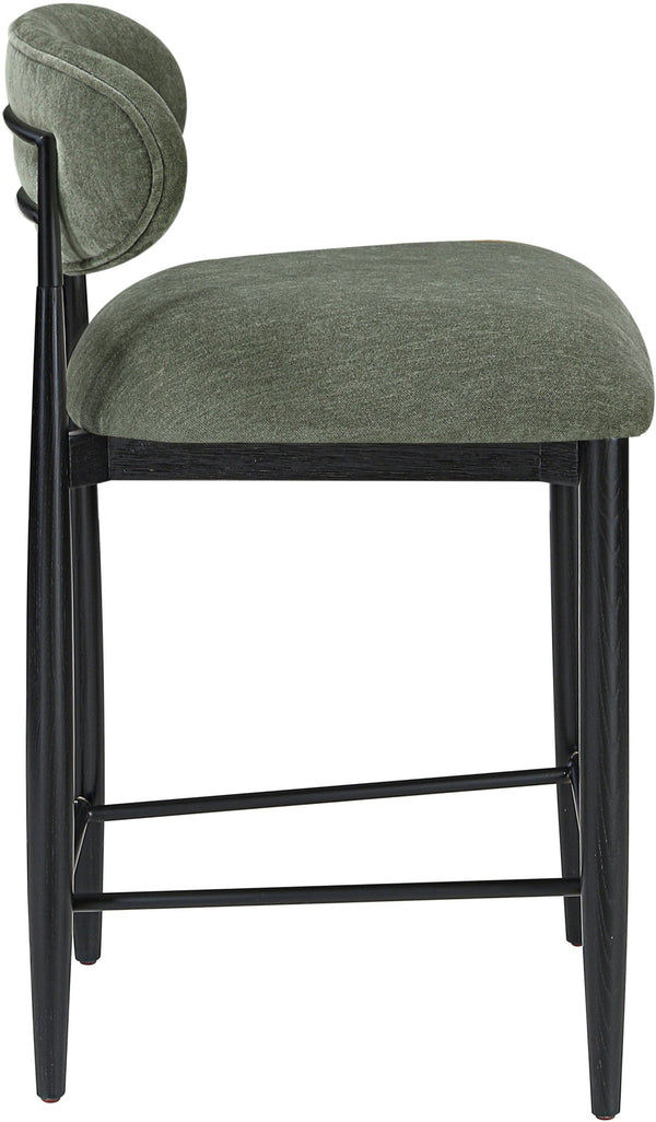 Meridian Furniture Riccio Olive Polyester Counter Stool with Ash Wood Frame for Kitchen Islands 11049Olive-C