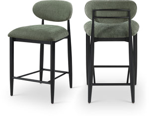 Meridian Furniture Riccio Olive Polyester Counter Stool with Ash Wood Frame for Kitchen Islands 11049Olive-C