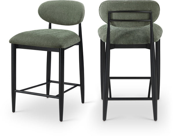 Meridian Furniture Riccio Olive Polyester Counter Stool with Ash Wood Frame for Kitchen Islands 11049Olive-C