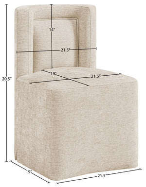 Meridian Furniture Duvina Chenille Upholstered Dining Chair with Solid Wood Frame for Modern Rooms Beige 11050Beige-C