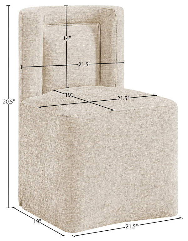Meridian Furniture Duvina Chenille Upholstered Dining Chair with Solid Wood Frame for Modern Rooms Beige 11050Beige-C