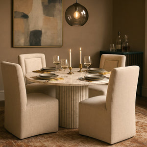 Meridian Furniture Duvina Chenille Upholstered Dining Chair with Solid Wood Frame for Modern Rooms Beige 11050Beige-C