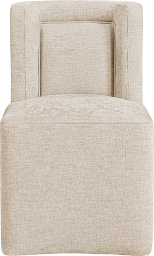 Meridian Furniture Duvina Chenille Upholstered Dining Chair with Solid Wood Frame for Modern Rooms Beige 11050Beige-C