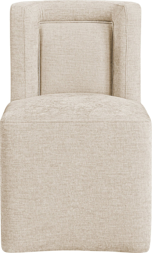 Meridian Furniture Duvina Chenille Upholstered Dining Chair with Solid Wood Frame for Modern Rooms Beige 11050Beige-C