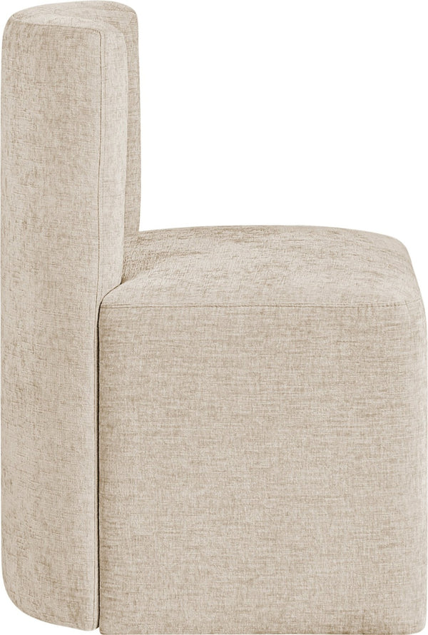 Meridian Furniture Duvina Chenille Upholstered Dining Chair with Solid Wood Frame for Modern Rooms Beige 11050Beige-C