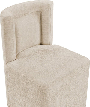 Meridian Furniture Duvina Chenille Upholstered Dining Chair with Solid Wood Frame for Modern Rooms Beige 11050Beige-C