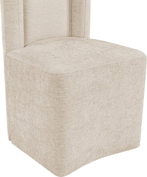 Meridian Furniture Duvina Chenille Upholstered Dining Chair with Solid Wood Frame for Modern Rooms Beige 11050Beige-C